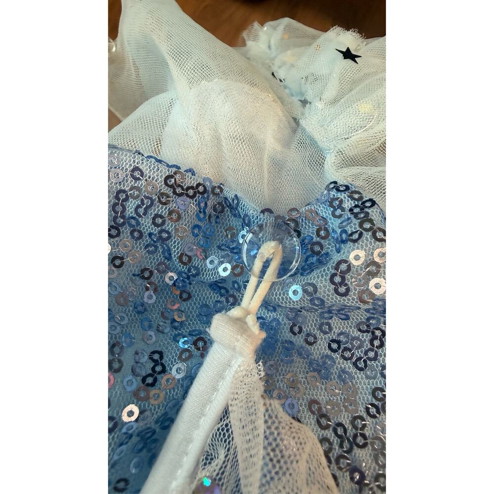 Frozen Elsa Costume Dress Girls Blue Sequin Snowflake Cape 110/4-5 - Picture 4 of 10
